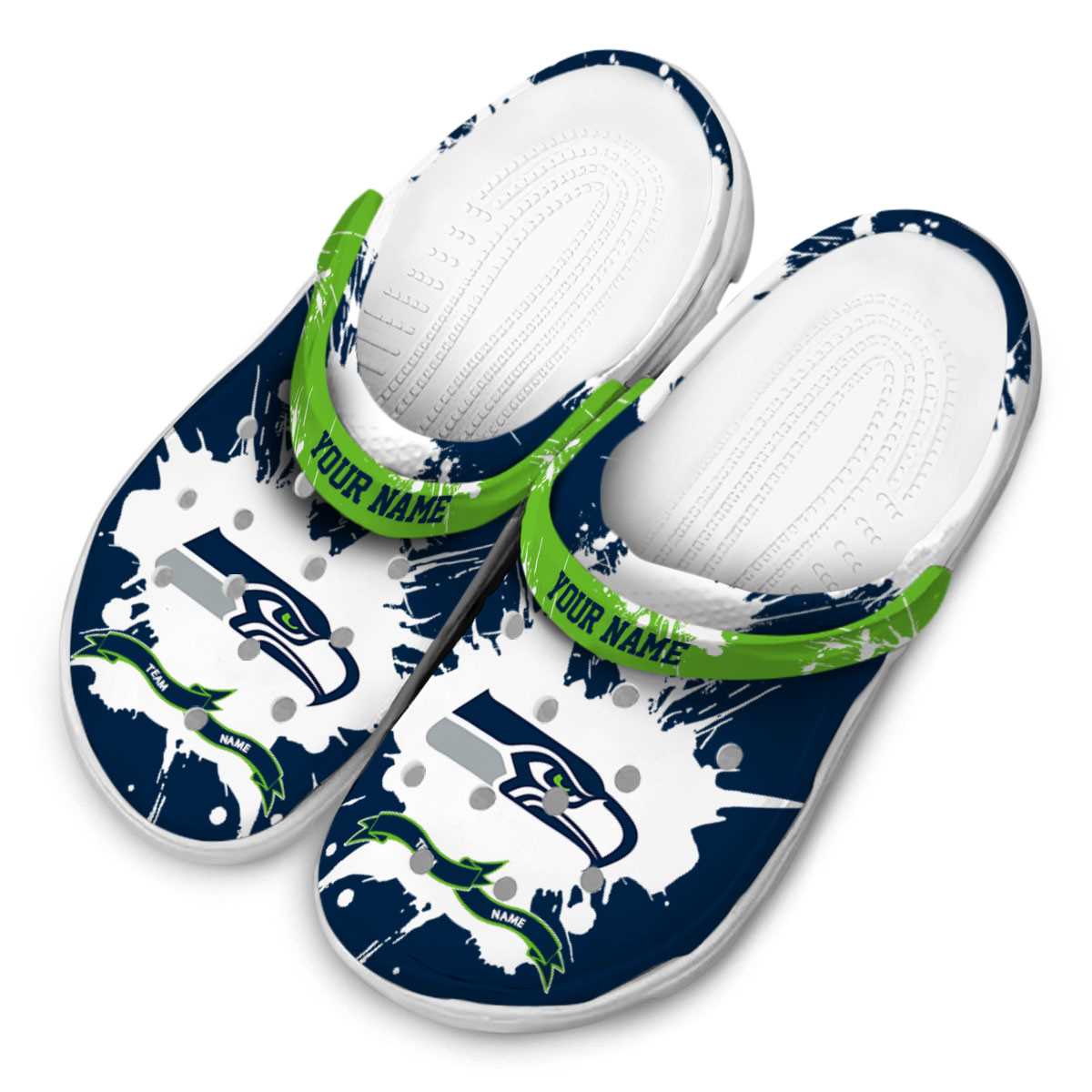 Merchidea Seattle Seahawks NFL Sport Crocs Crocband Clogs Shoes Comfortable For Men Women and Kids