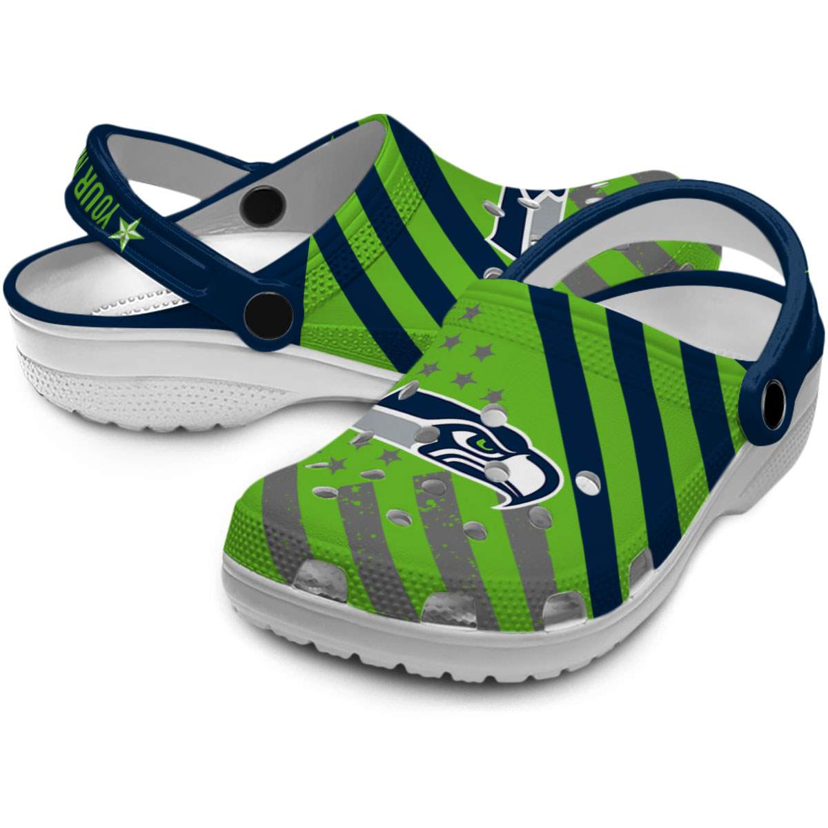 Merchidea Seattle Seahawks NFL Sport Crocs Crocband Clogs Shoes Comfortable For Men Women and Kids