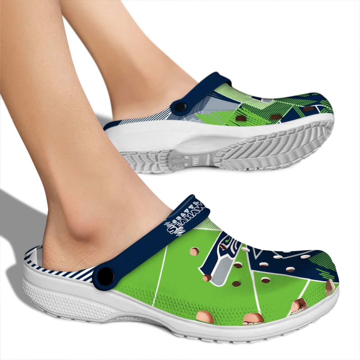 Merchidea Seattle Seahawks NFL Sport Crocs Crocband Clogs Shoes Comfortable For Men Women and Kids