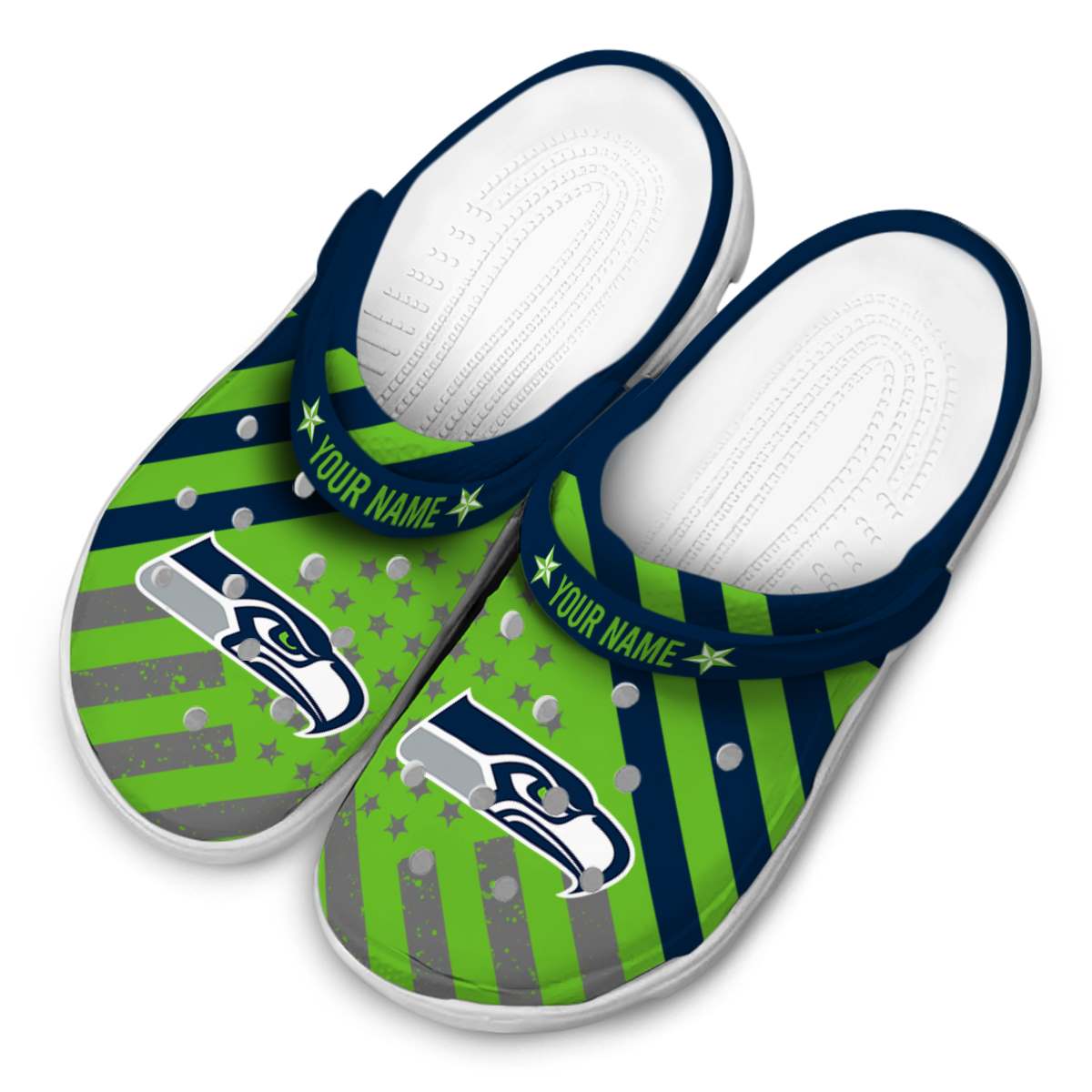 Merchidea Seattle Seahawks NFL Sport Crocs Crocband Clogs Shoes Comfortable For Men Women and Kids
