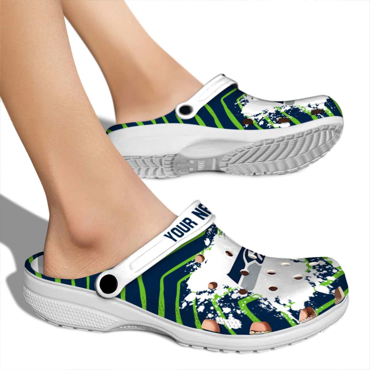 Merchidea Seattle Seahawks NFL Sport Crocs Crocband Clogs Shoes Comfortable For Men Women and Kids