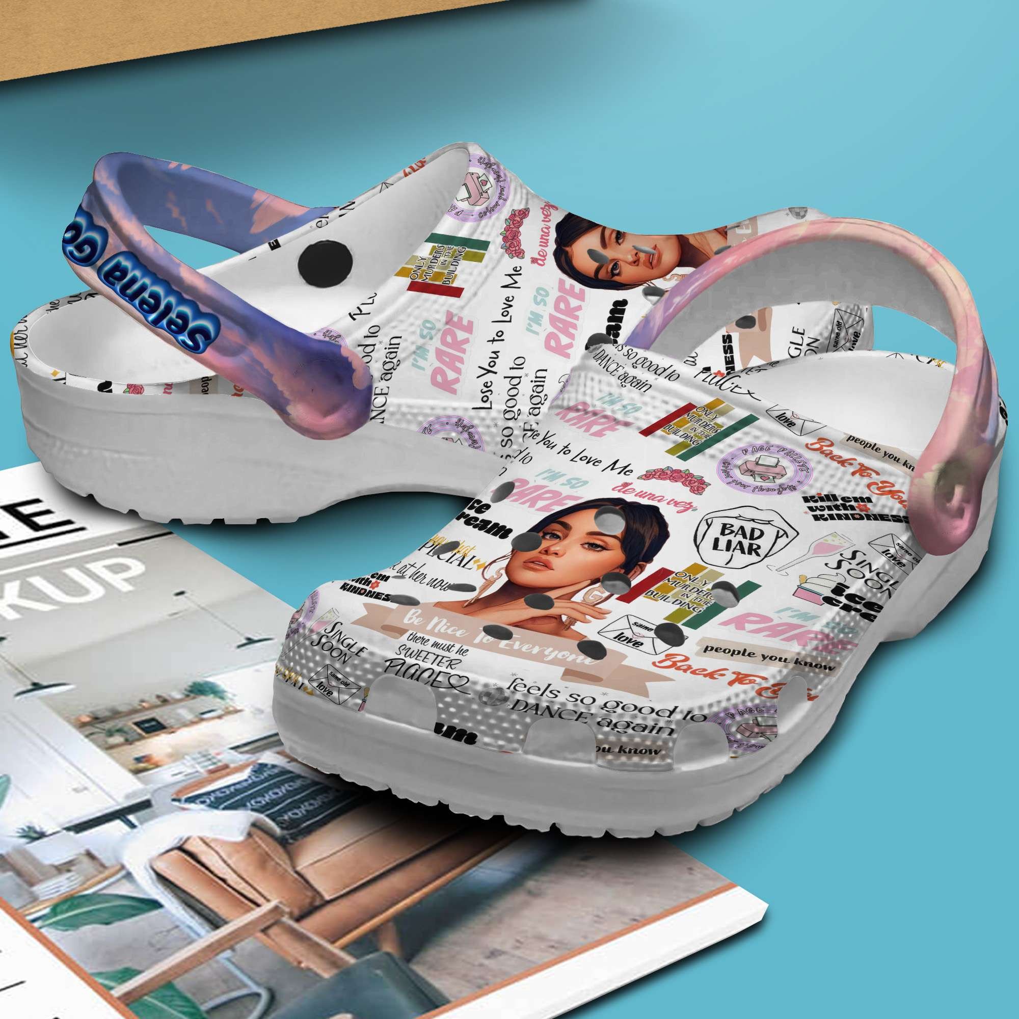 Merchidea Selena Gomez Music Crocs Crocband Clogs Shoes Comfortable For Men Women and Kids