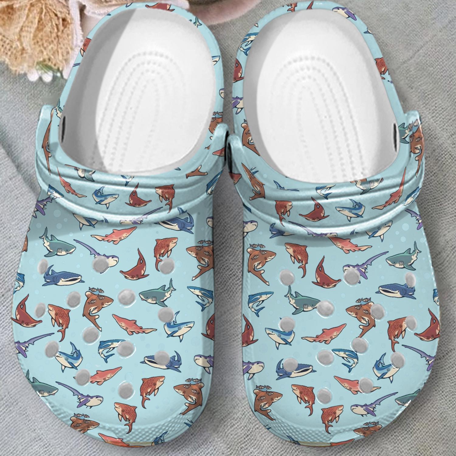 Merchidea Shark Collection Crocs Crocband Clogs Shoes Comfortable For Men Women and Kids