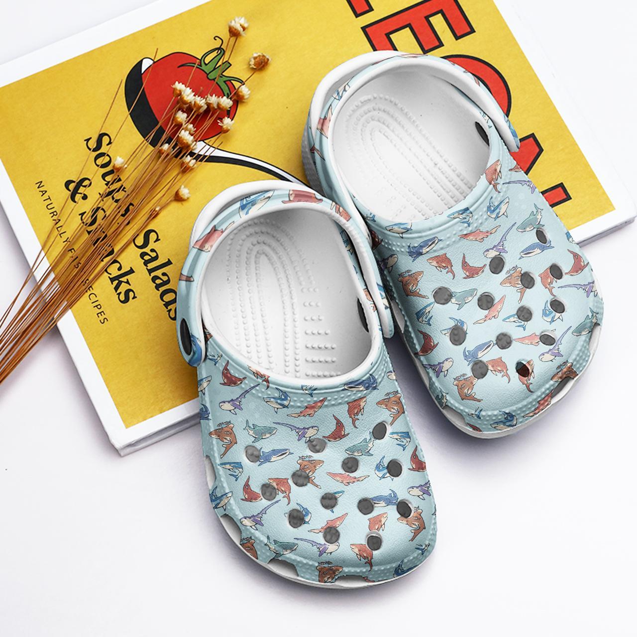 Merchidea Shark Collection Crocs Crocband Clogs Shoes Comfortable For Men Women and Kids