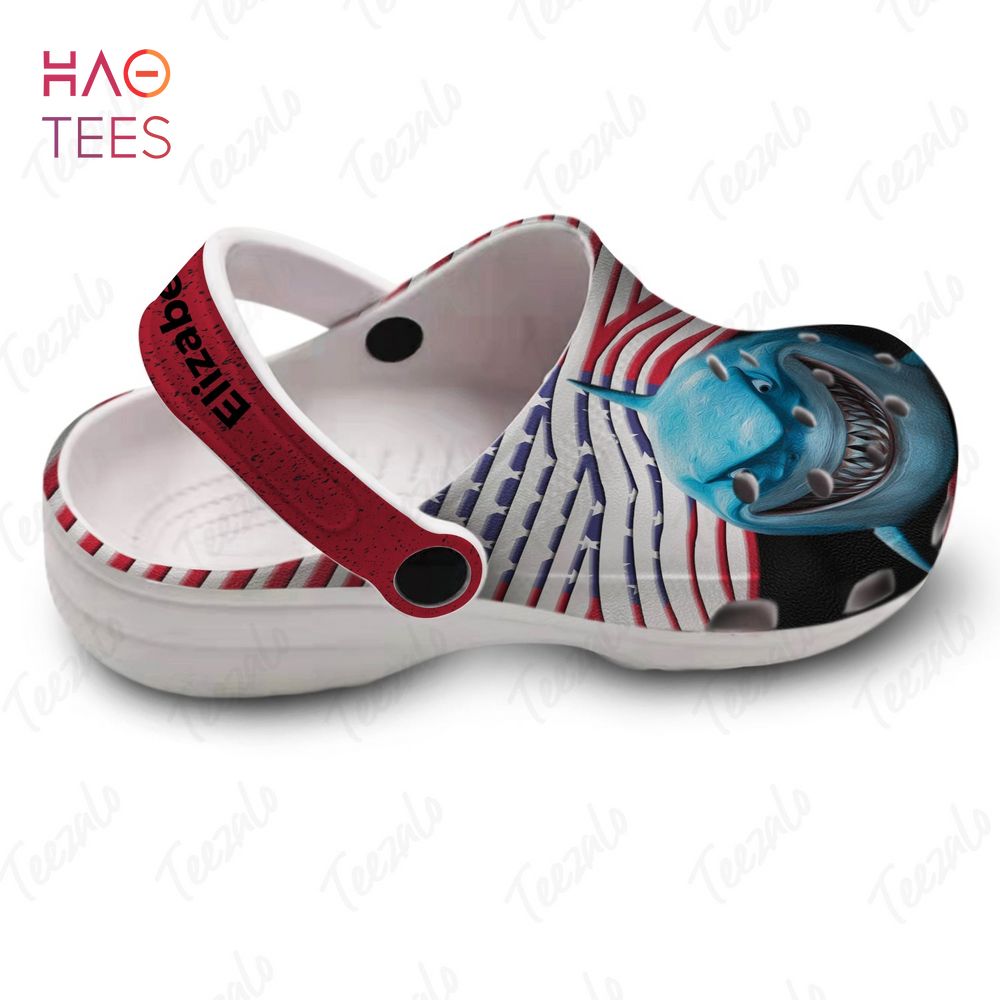 Merchidea Shark Hole America Flag Animal Crocs Crocband Clogs Shoes Comfortable For Men Women and Kids