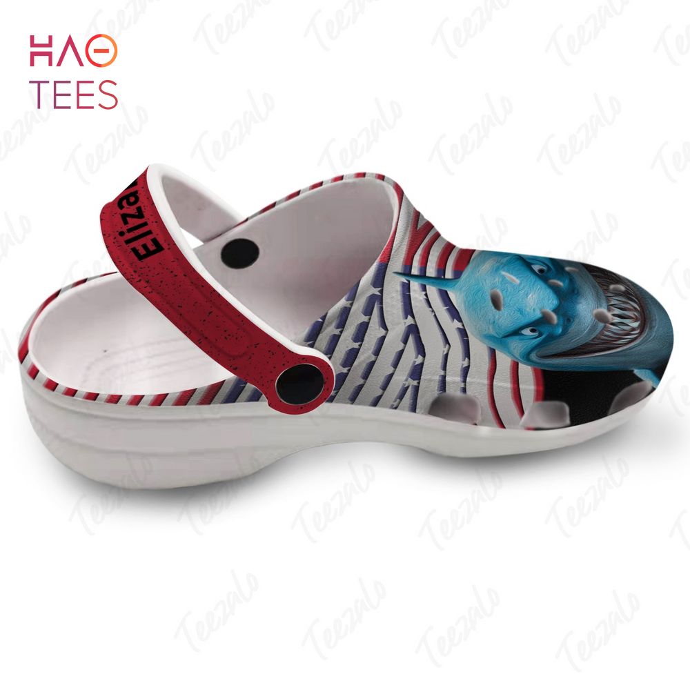 Merchidea Shark Hole America Flag Animal Crocs Crocband Clogs Shoes Comfortable For Men Women and Kids