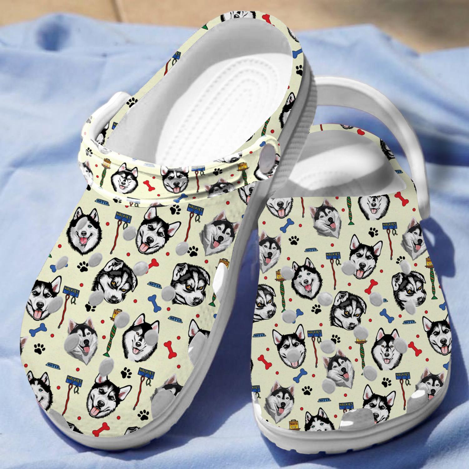 Merchidea Siberian Husky Dog Crocs Crocband Clogs Shoes Comfortable For Men Women and Kids