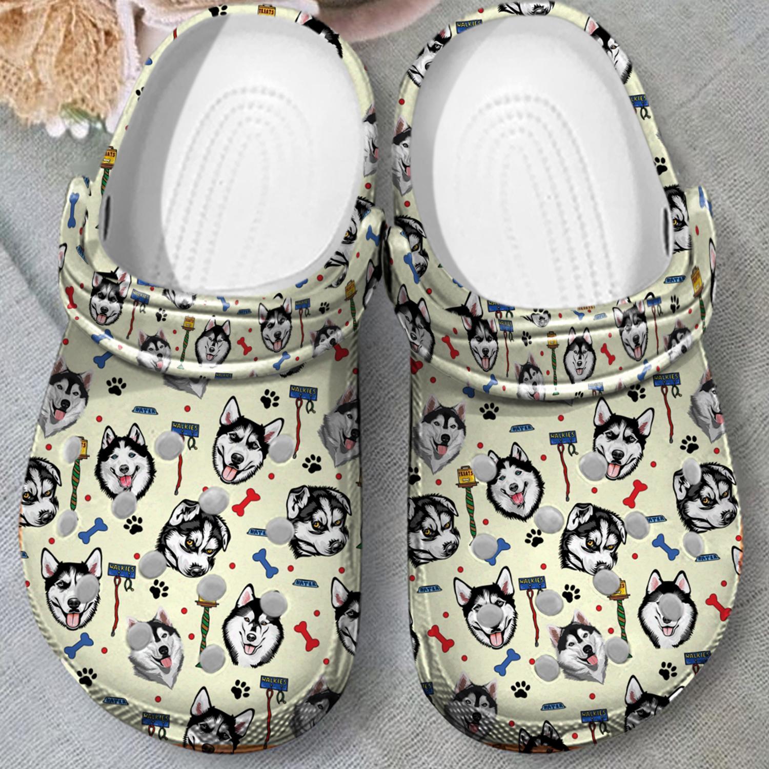 Merchidea Siberian Husky Dog Crocs Crocband Clogs Shoes Comfortable For Men Women and Kids