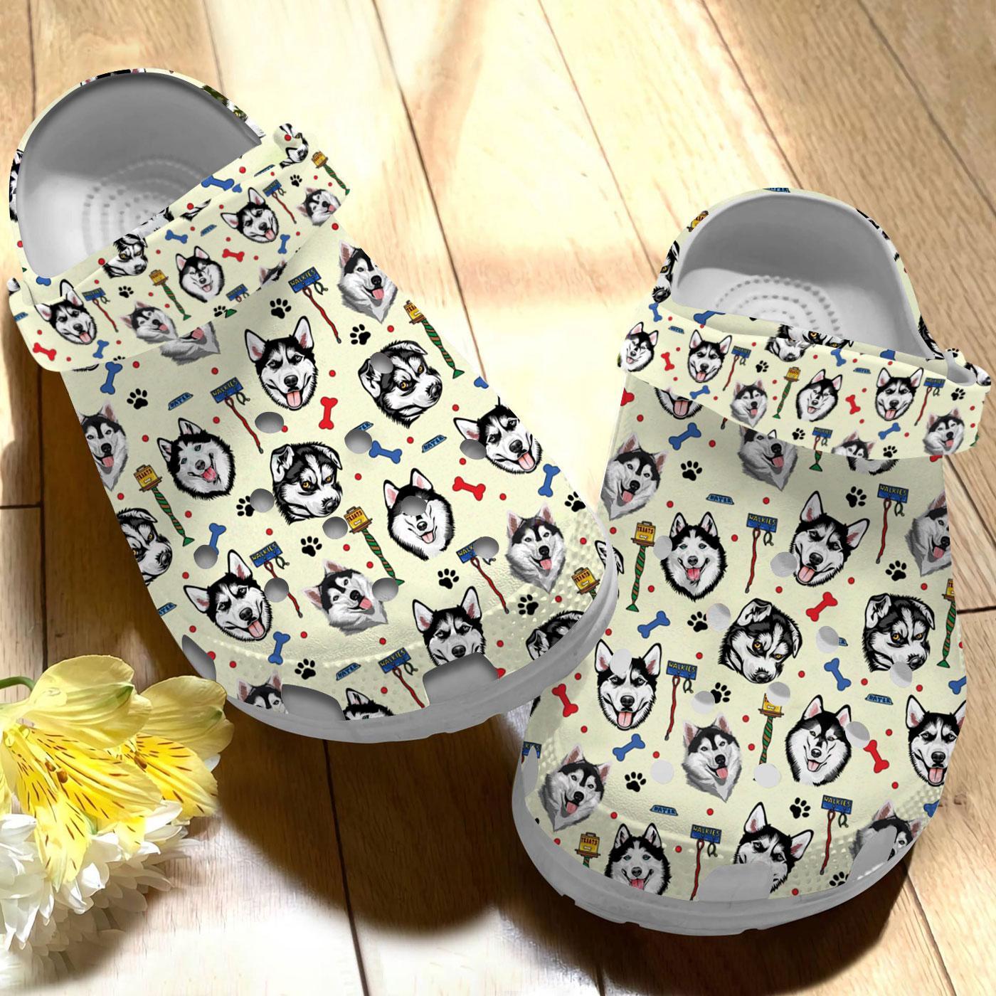 Merchidea Siberian Husky Dog Crocs Crocband Clogs Shoes Comfortable For Men Women and Kids