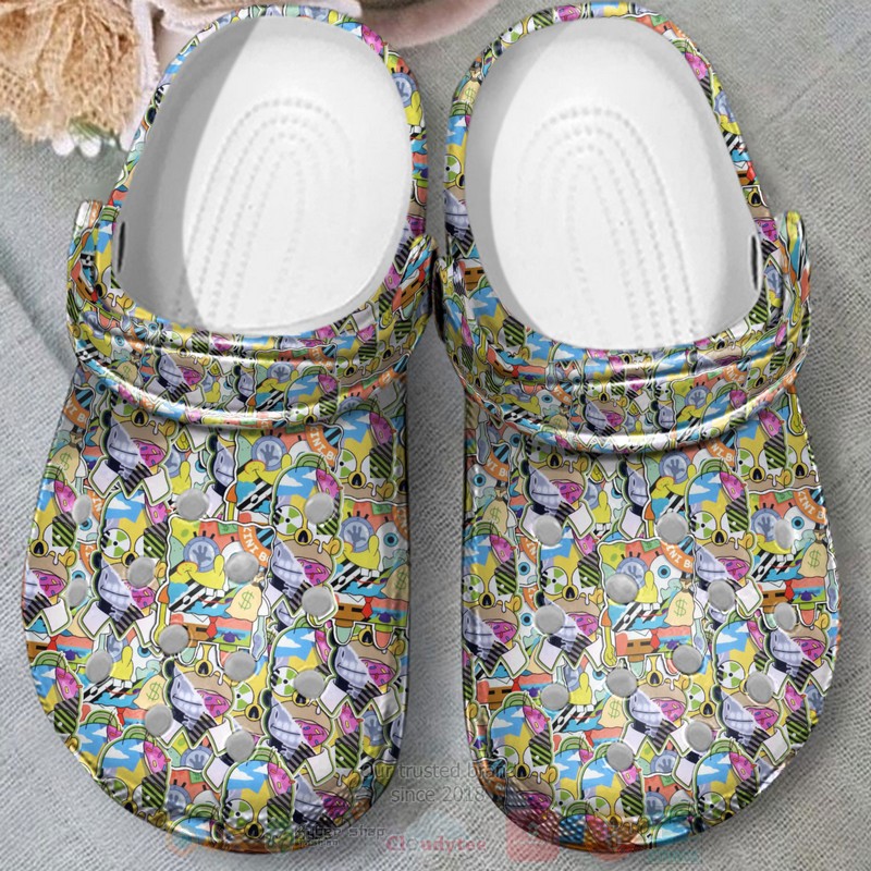 Merchidea Simpsons and Spongebob Squarepants Cartoon Crocs Crocband Clogs Shoes Comfortable For Men Women and Kids