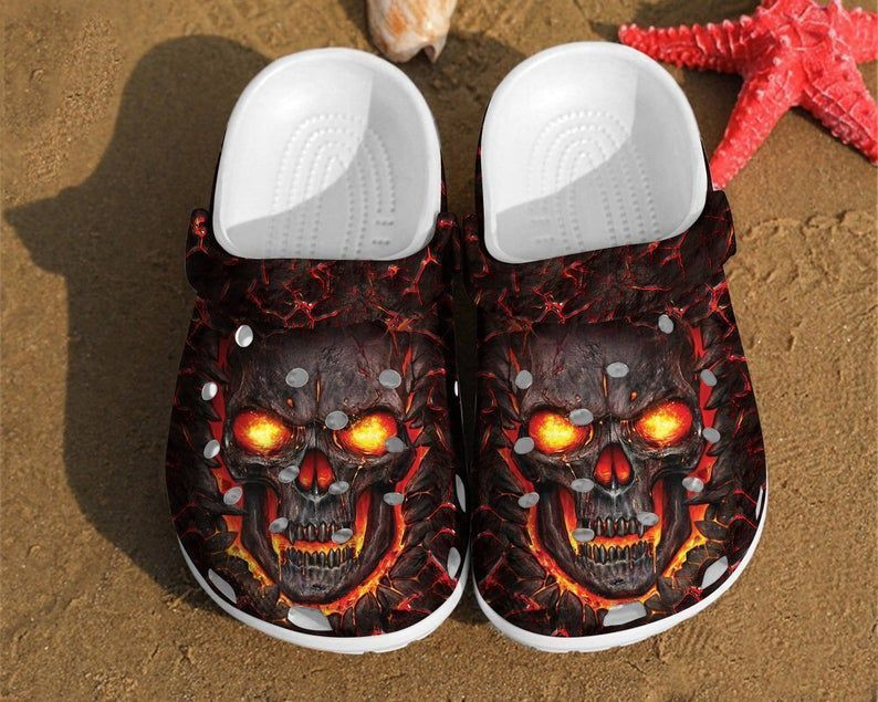 Merchidea Skull Art Skull Rubber clog Shoes Comfy Footwear