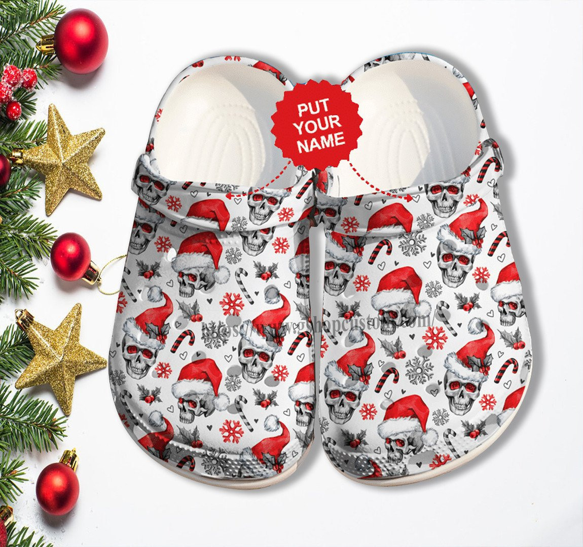 Merchidea Skull Christmas Hat Winter Shoes Gift Son Daughter - Classic Clogs Shoes