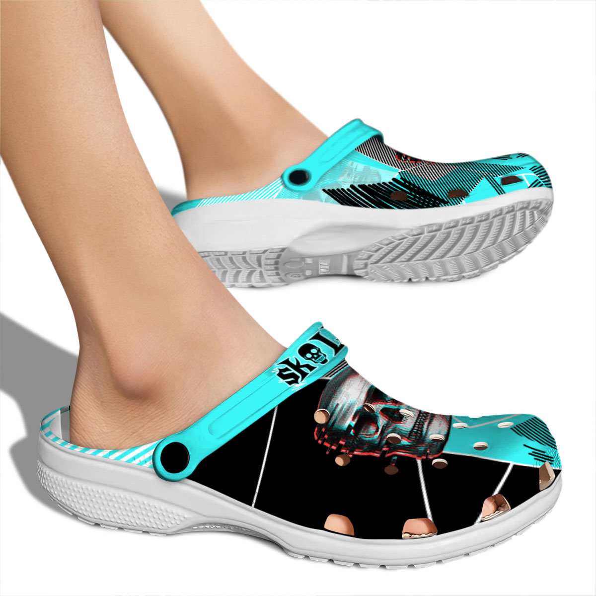 Merchidea Skull Crocs Crocband Clogs Shoes Comfortable For Men Women and Kids