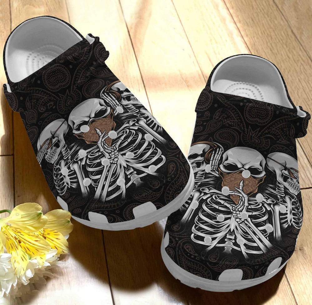 Merchidea Skull Tattoo Hippie Gift For Lover Rubber clog Shoes Comfy Footwear