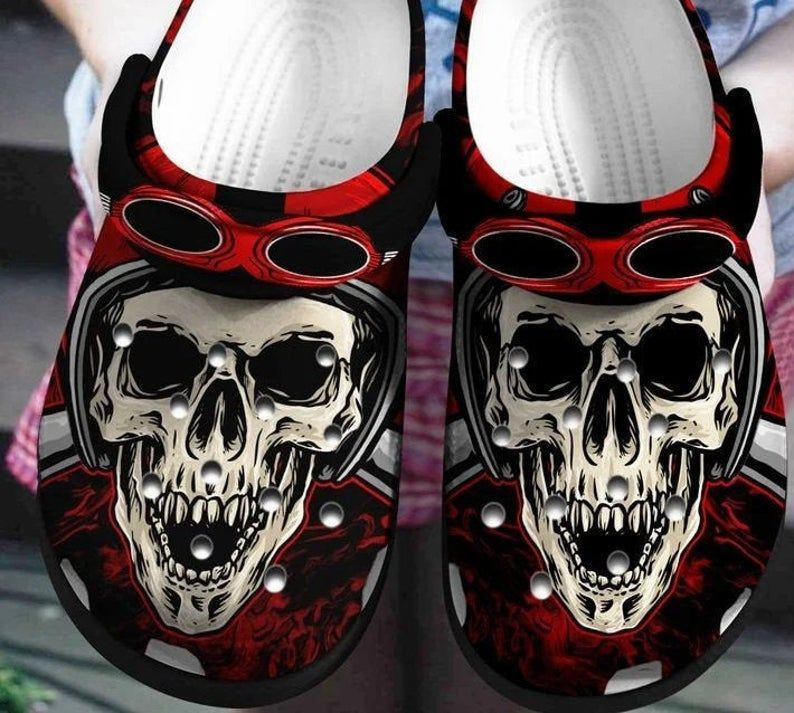 Merchidea Skulls Skull Art Croc Motorcycling Women Shoes Cute Shoes Rubber clog Shoes Comfy Footwear
