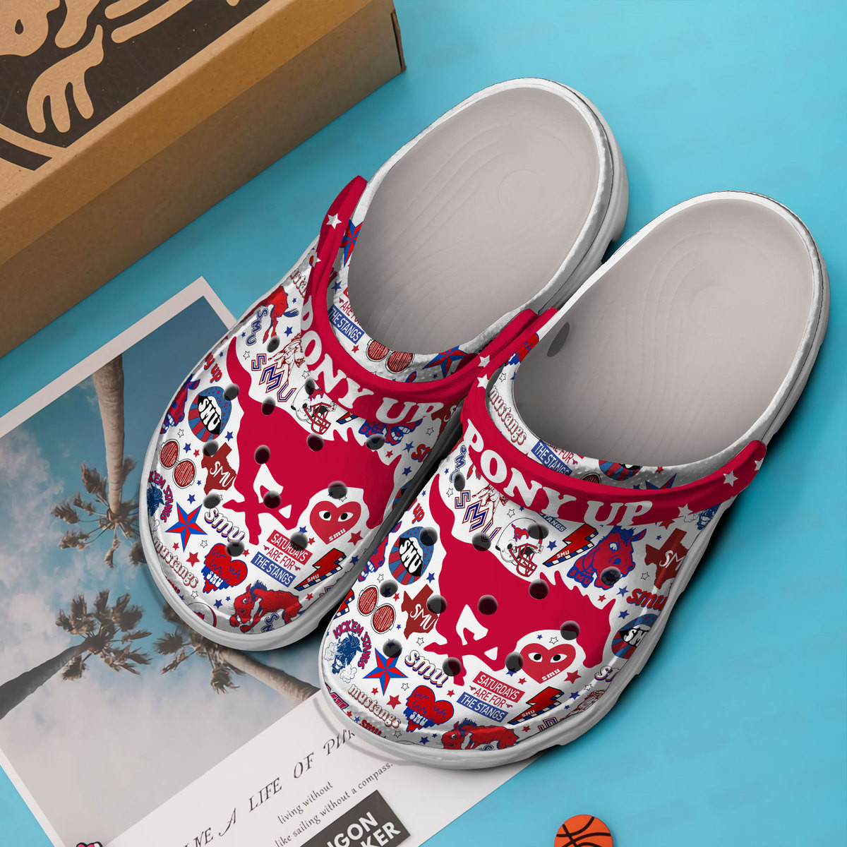 Merchidea SMU Mustangs NCAA Sport Crocs Crocband Clogs Shoes Comfortable For Men Women and Kids