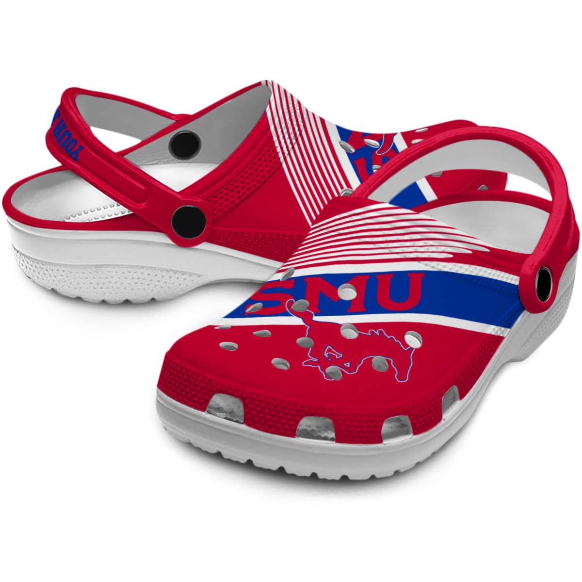 Merchidea SMU Mustangs NCAA Sport Crocs Crocband Clogs Shoes Comfortable For Men Women and Kids