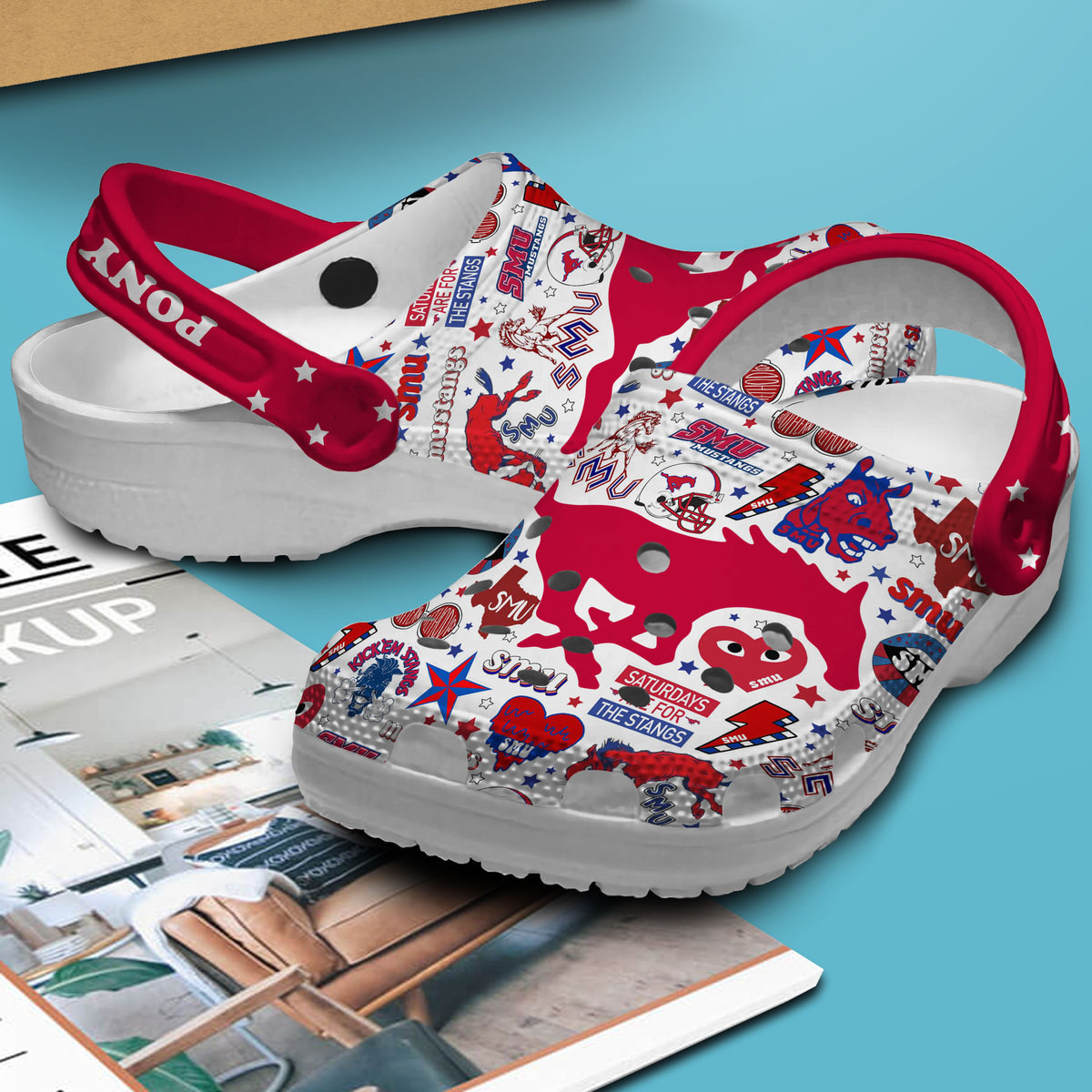 Merchidea SMU Mustangs NCAA Sport Crocs Crocband Clogs Shoes Comfortable For Men Women and Kids