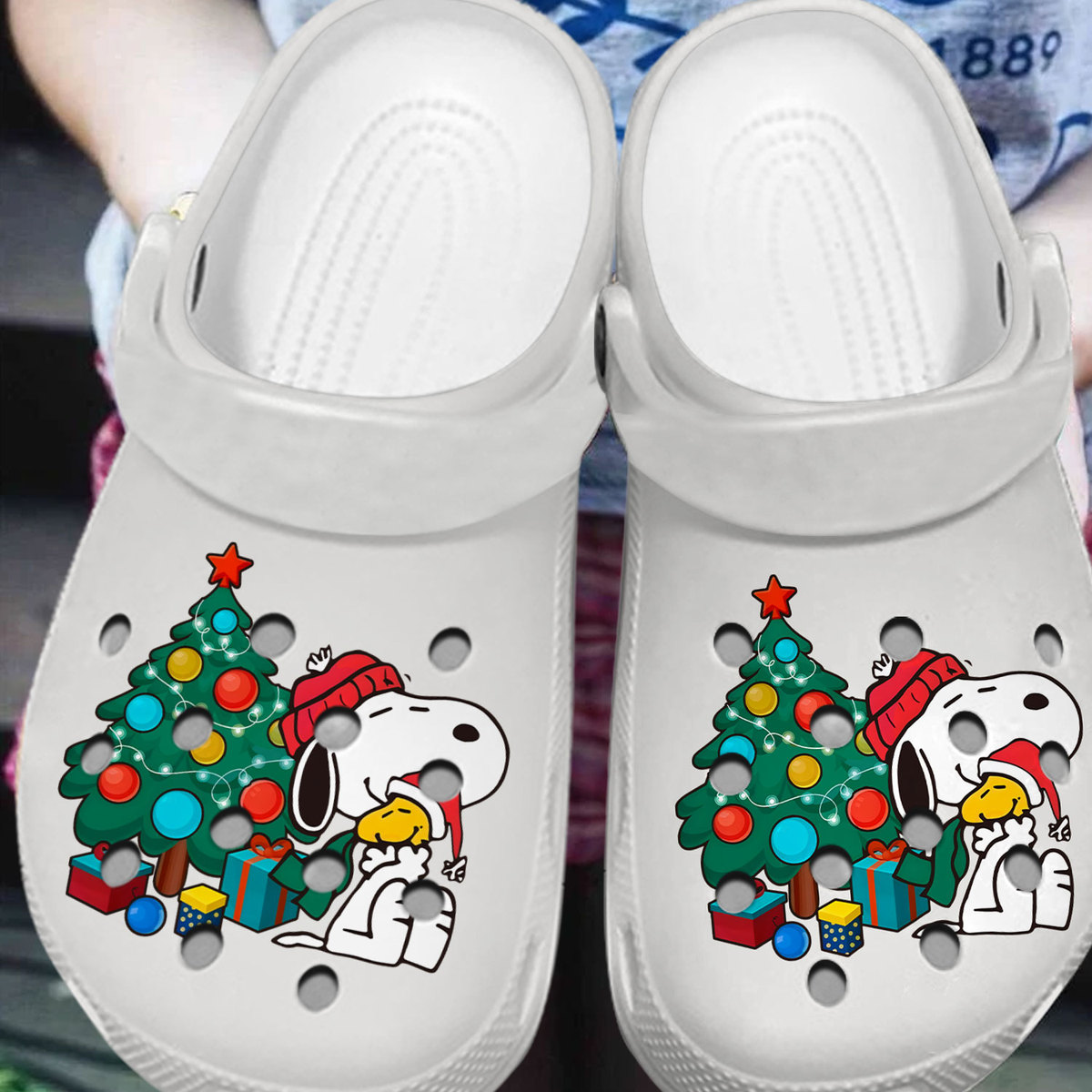 Merchidea Snoopy Cartoon Christmas Crocs Crocband Clogs Shoes Comfortable For Men Women and Kids
