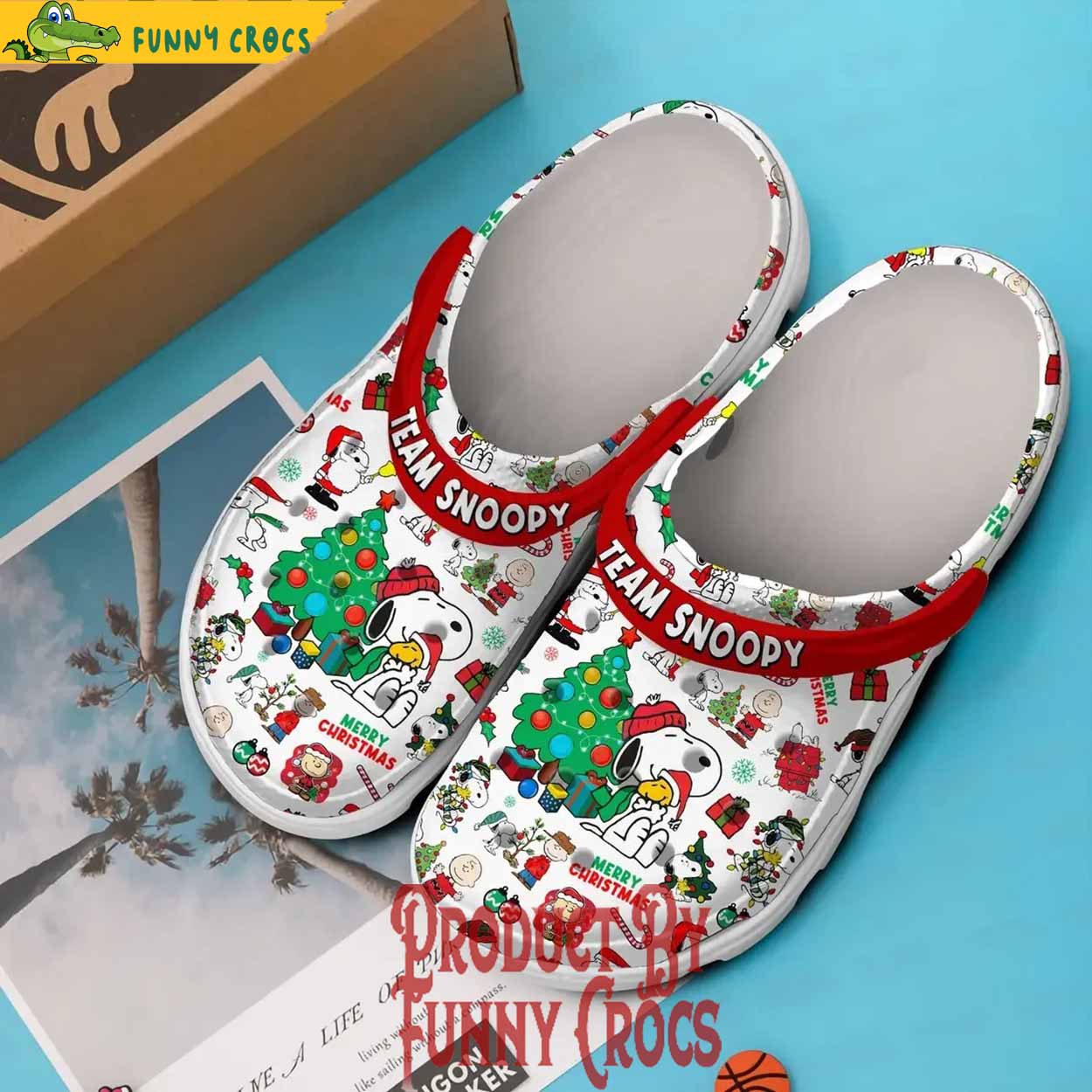 Merchidea Snoopy Cartoon Christmas Crocs Crocband Clogs Shoes Comfortable For Men Women and Kids