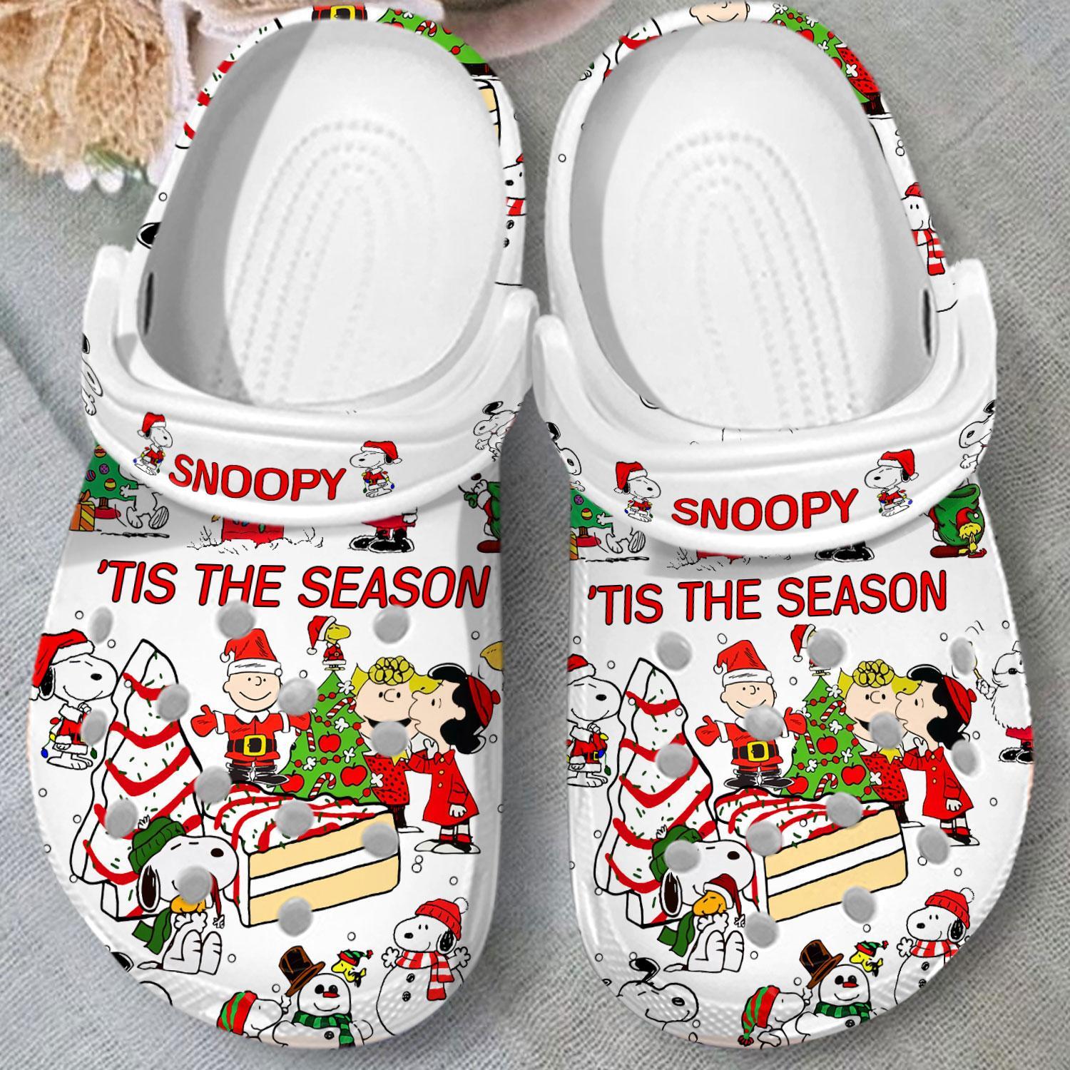 Merchidea Snoopy Peanuts Cartoon Christmas Crocs Crocband Clogs Shoes Comfortable For Men Women and Kids