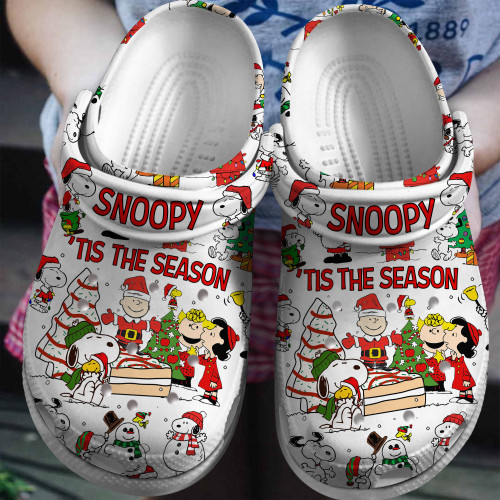 Merchidea Snoopy Peanuts Cartoon Christmas Crocs Crocband Clogs Shoes Comfortable For Men Women and Kids