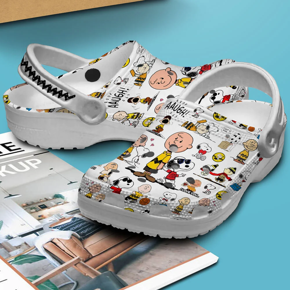 Merchidea Snoopy Peanuts Cartoon Crocs Crocband Clogs Shoes Custom Name For Men Women and Kids
