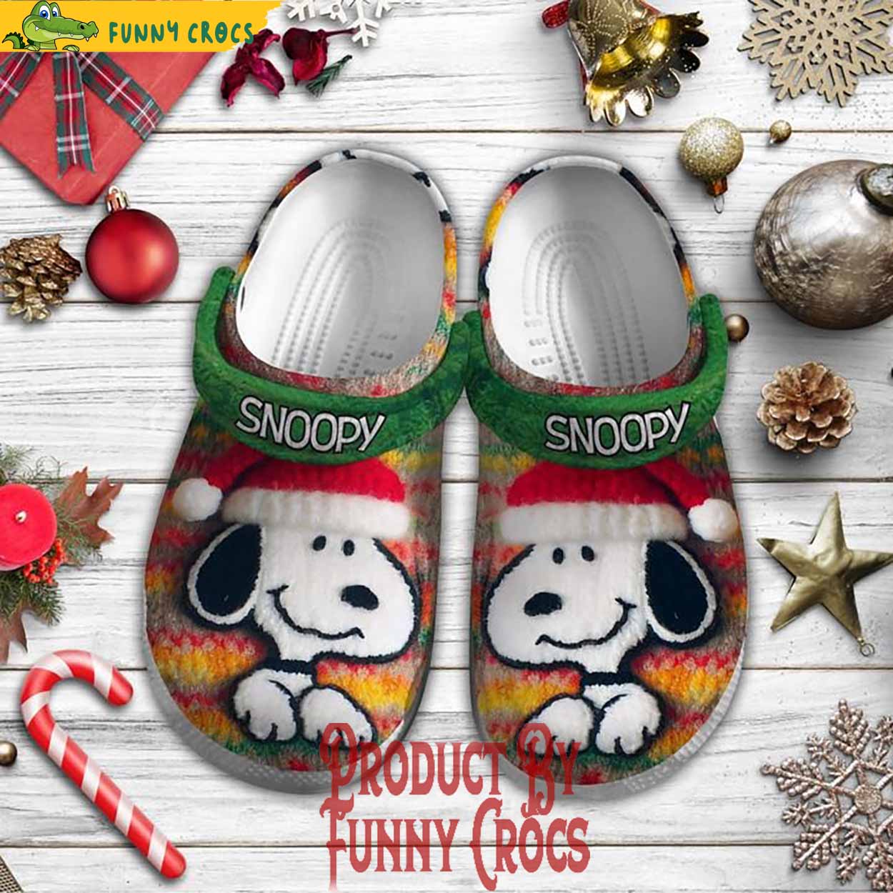 Merchidea Snoopy Santa Cartoon Christmas Crocs Crocband Clogs Shoes Comfortable For Men Women and Kids