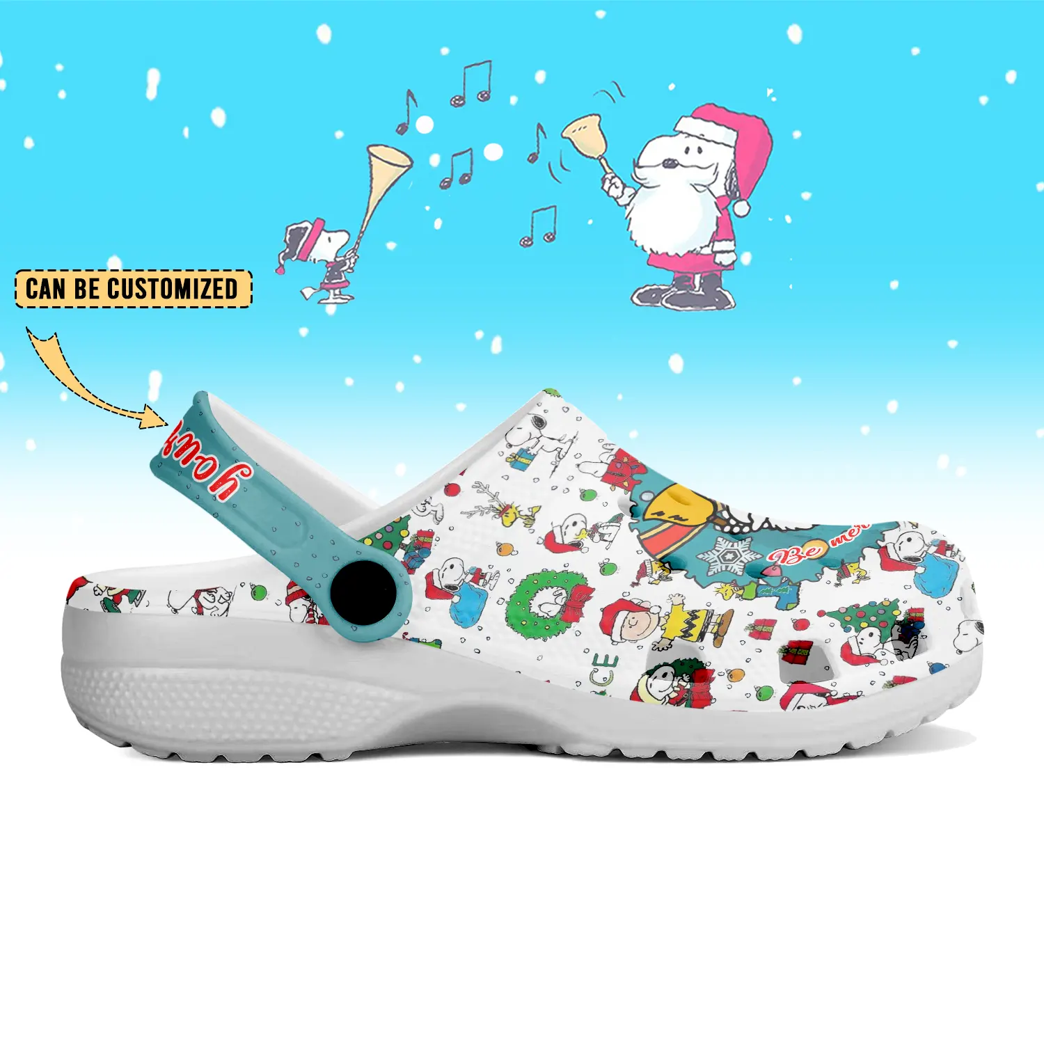 Merchidea Snoopy x Christmas Crocs Crocband Clogs Shoes Comfortable For Men Women and Kids