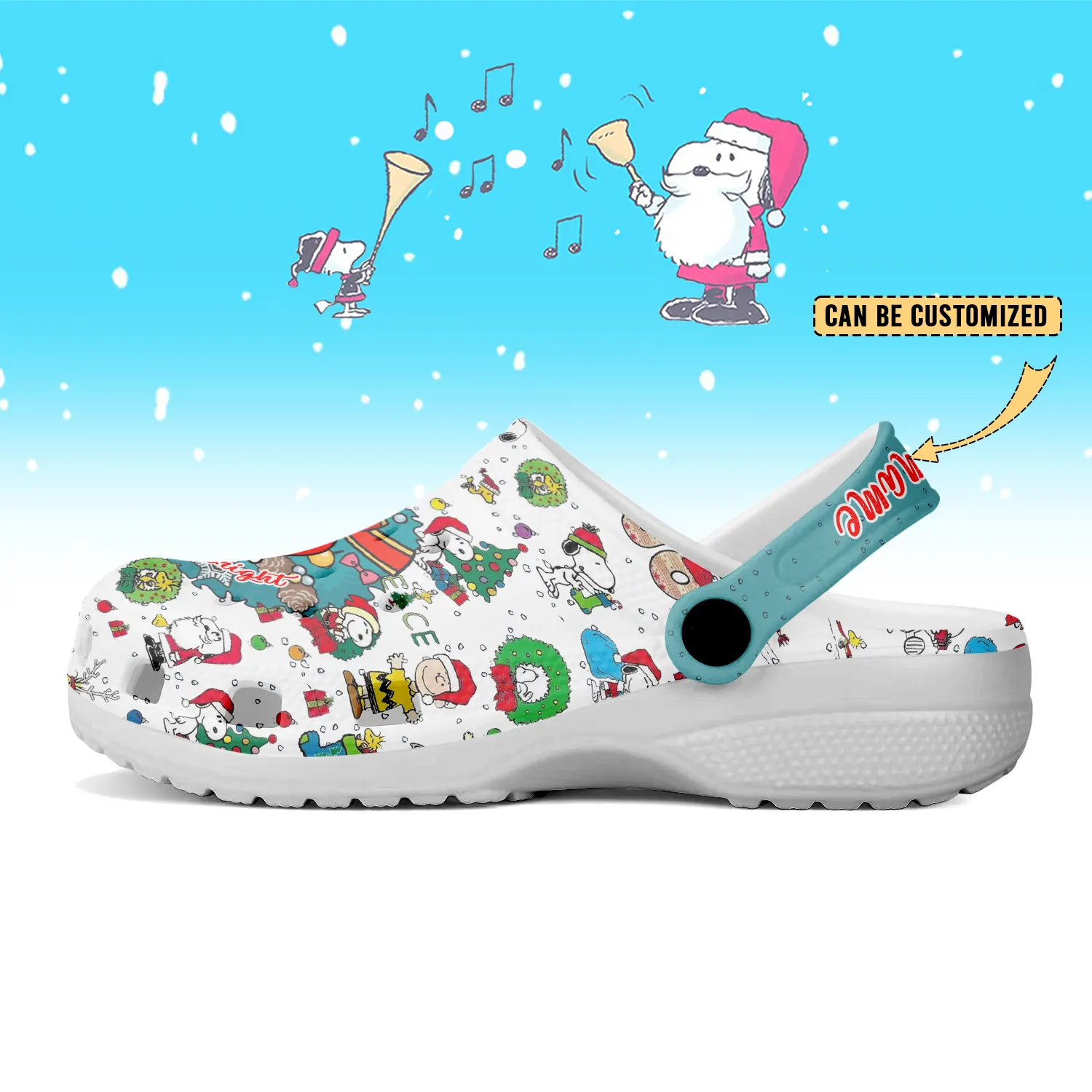 Merchidea Snoopy x Christmas Crocs Crocband Clogs Shoes Comfortable For Men Women and Kids
