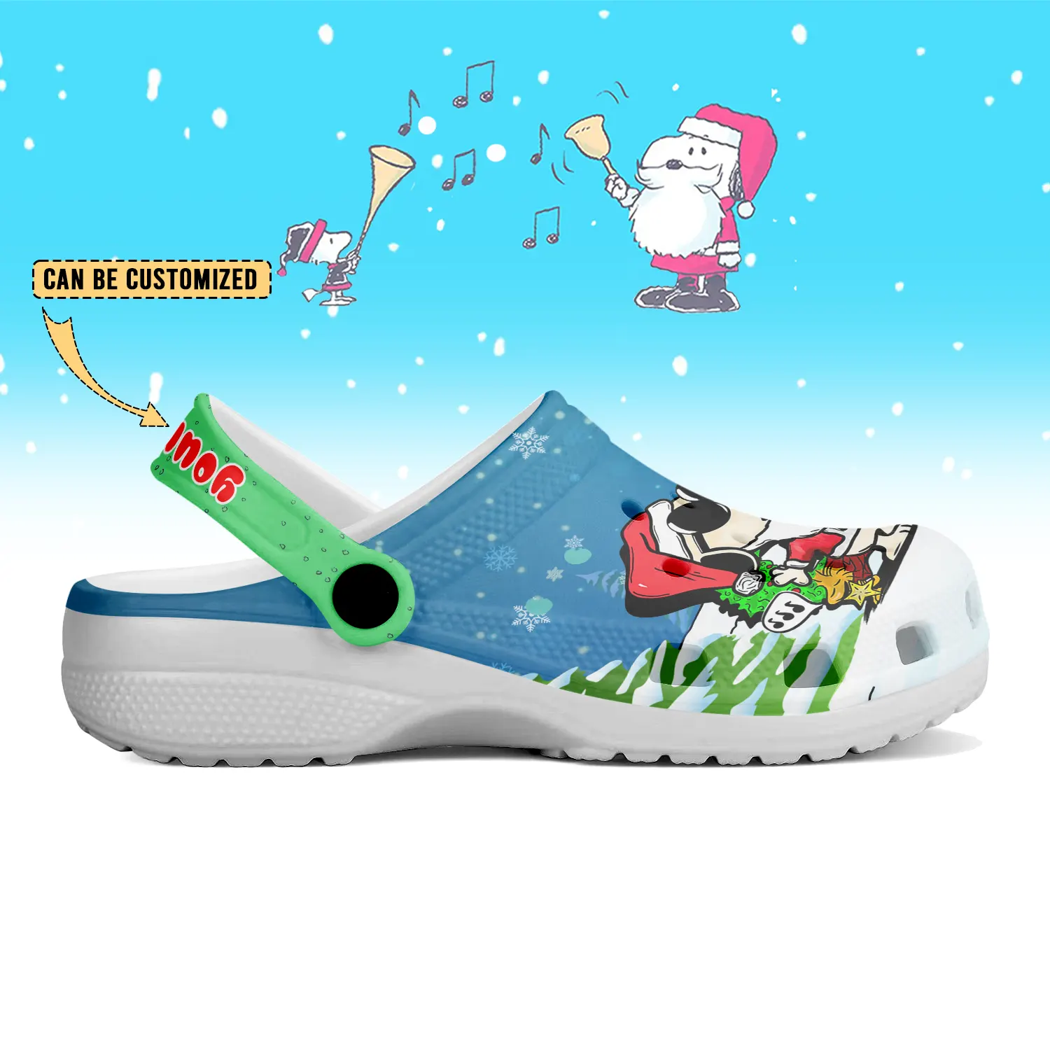 Merchidea Snoopy x Christmas Crocs Crocband Clogs Shoes Comfortable For Men Women and Kids