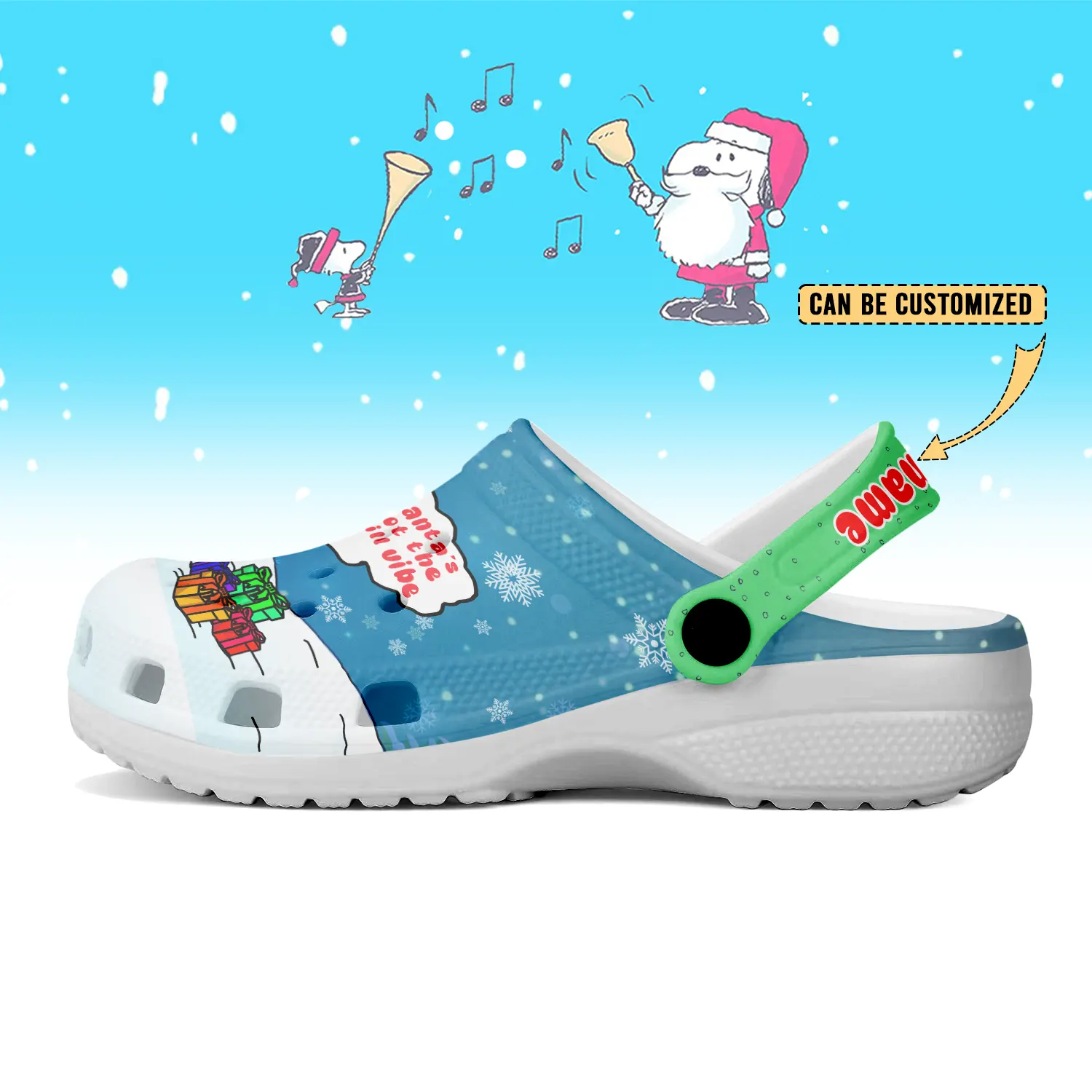 Merchidea Snoopy x Christmas Crocs Crocband Clogs Shoes Comfortable For Men Women and Kids
