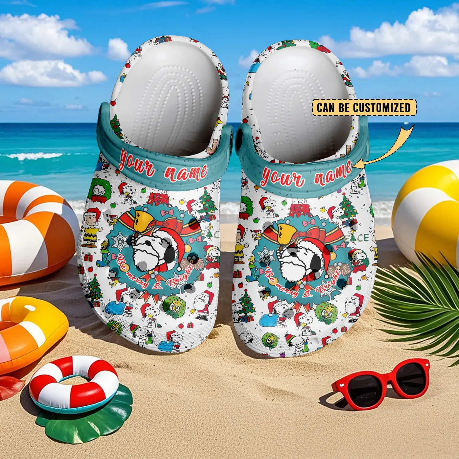 Merchidea Snoopy x Christmas Crocs Crocband Clogs Shoes Comfortable For Men Women and Kids