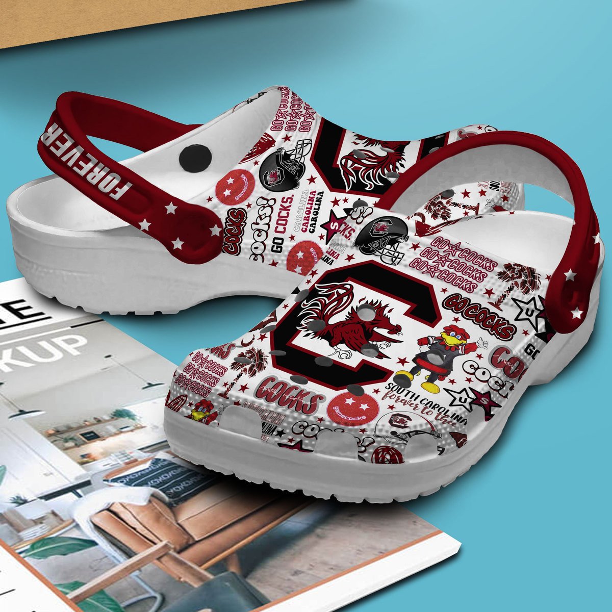 Merchidea South Carolina Gamecocks NCAA Sport Crocs Crocband Clogs Shoes Comfortable For Men Women and Kids