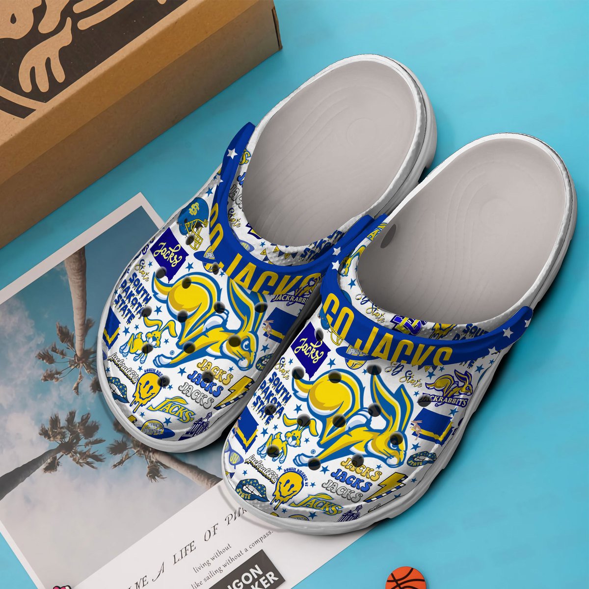 Merchidea South Dakota State Jackrabbits NCAA Sport Crocs Crocband Clogs Shoes Comfortable For Men Women and Kids