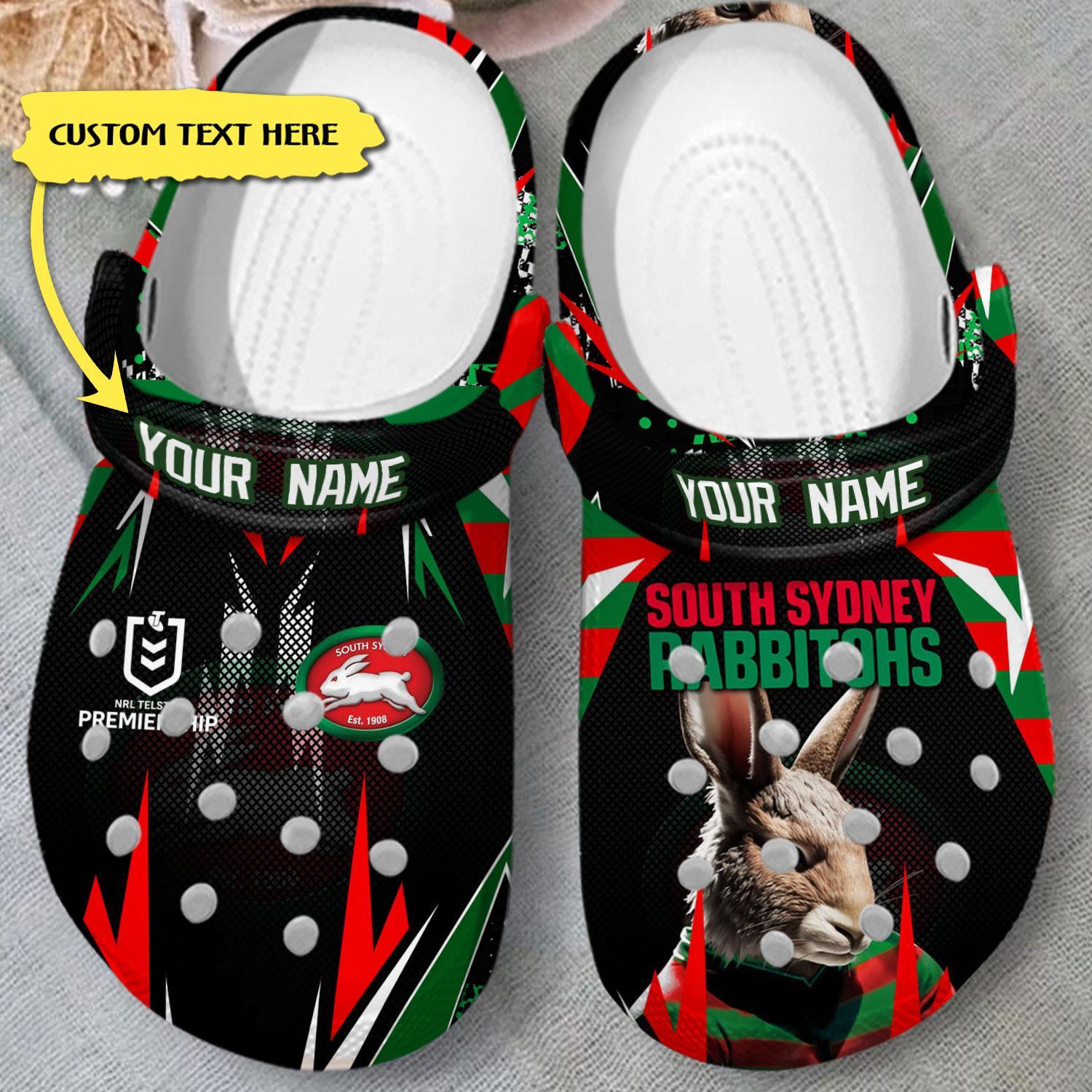 Merchidea South Sydney Rabbitohs NRL Sport Crocs Crocband Clogs Shoes Comfortable For Men Women and Kids