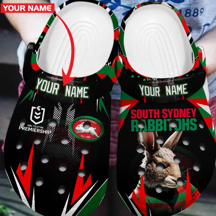Merchidea South Sydney Rabbitohs NRL Sport Crocs Crocband Clogs Shoes Comfortable For Men Women and Kids