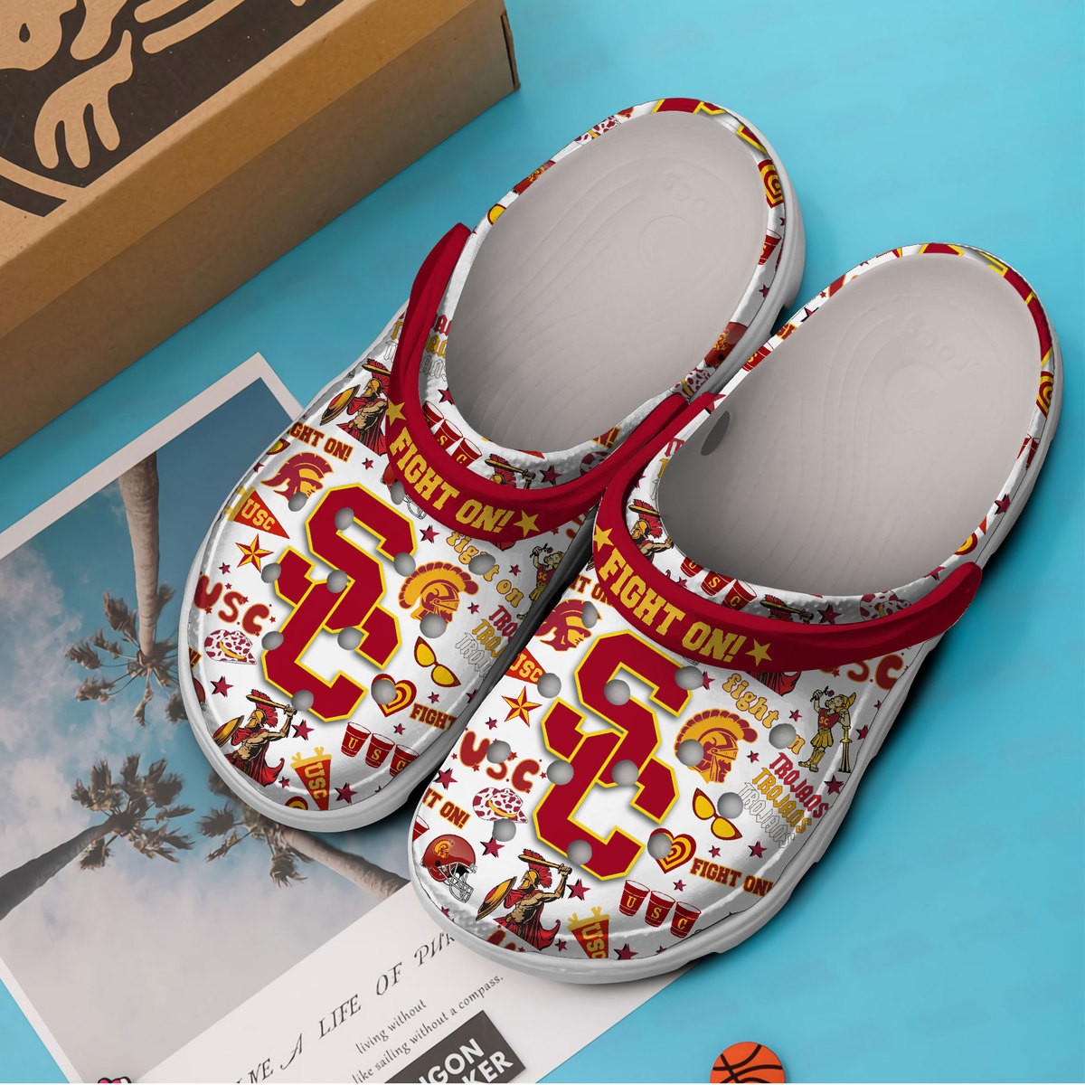 Merchidea Southern California Trojans NCAA Sport Crocs Crocband Clogs Shoes Comfortable For Men Women and Kids