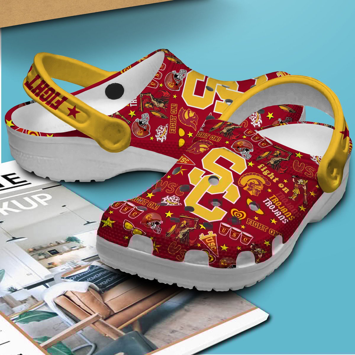 Merchidea Southern California Trojans NCAA Sport Crocs Crocband Clogs Shoes Comfortable For Men Women and Kids