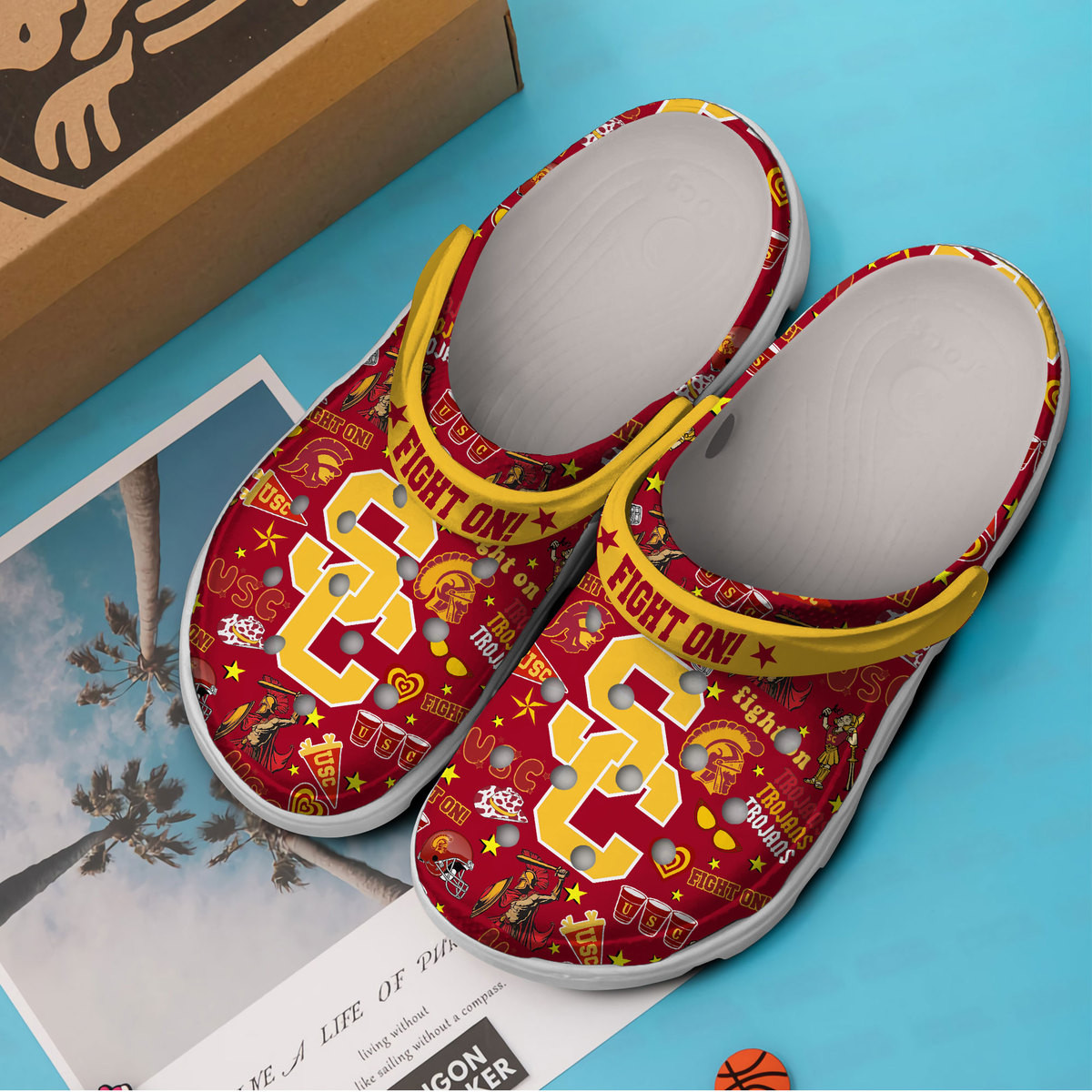 Merchidea Southern California Trojans NCAA Sport Crocs Crocband Clogs Shoes Comfortable For Men Women and Kids