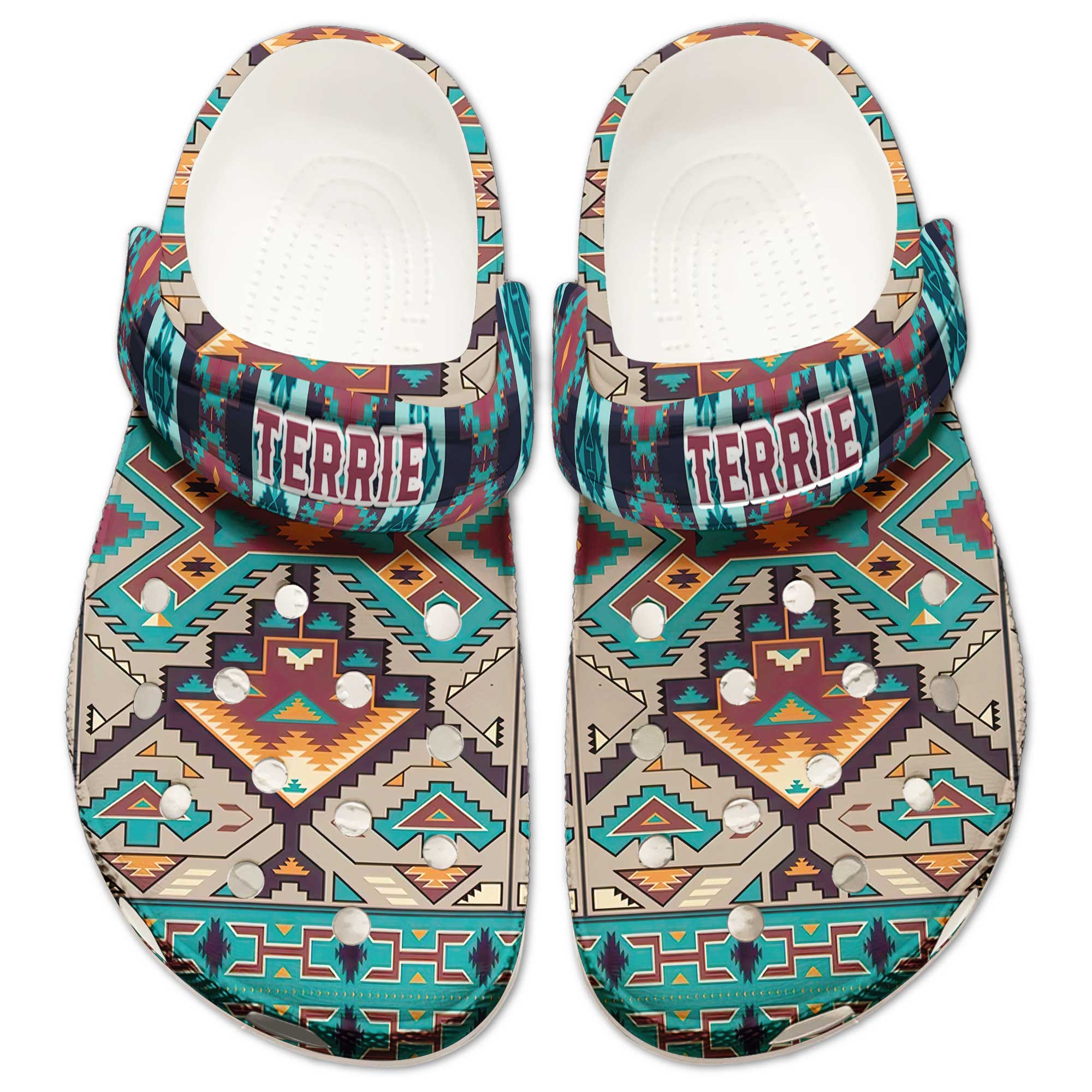 Merchidea Southwestern Pattern Crocs Crocband Clogs Shoes Comfortable For Men Women and Kids