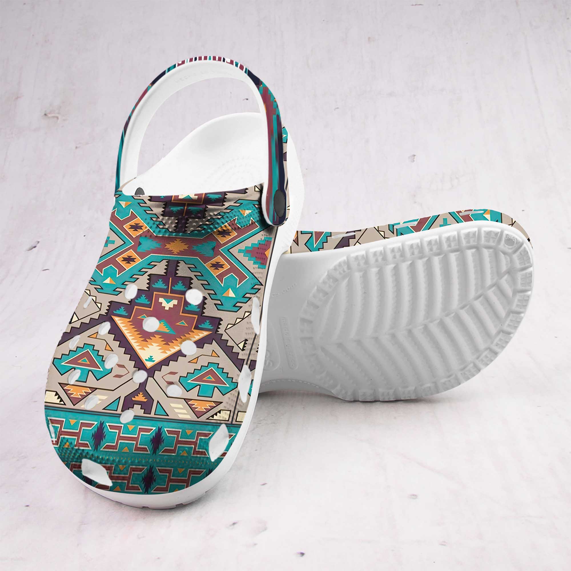 Merchidea Southwestern Pattern Crocs Crocband Clogs Shoes Comfortable For Men Women and Kids
