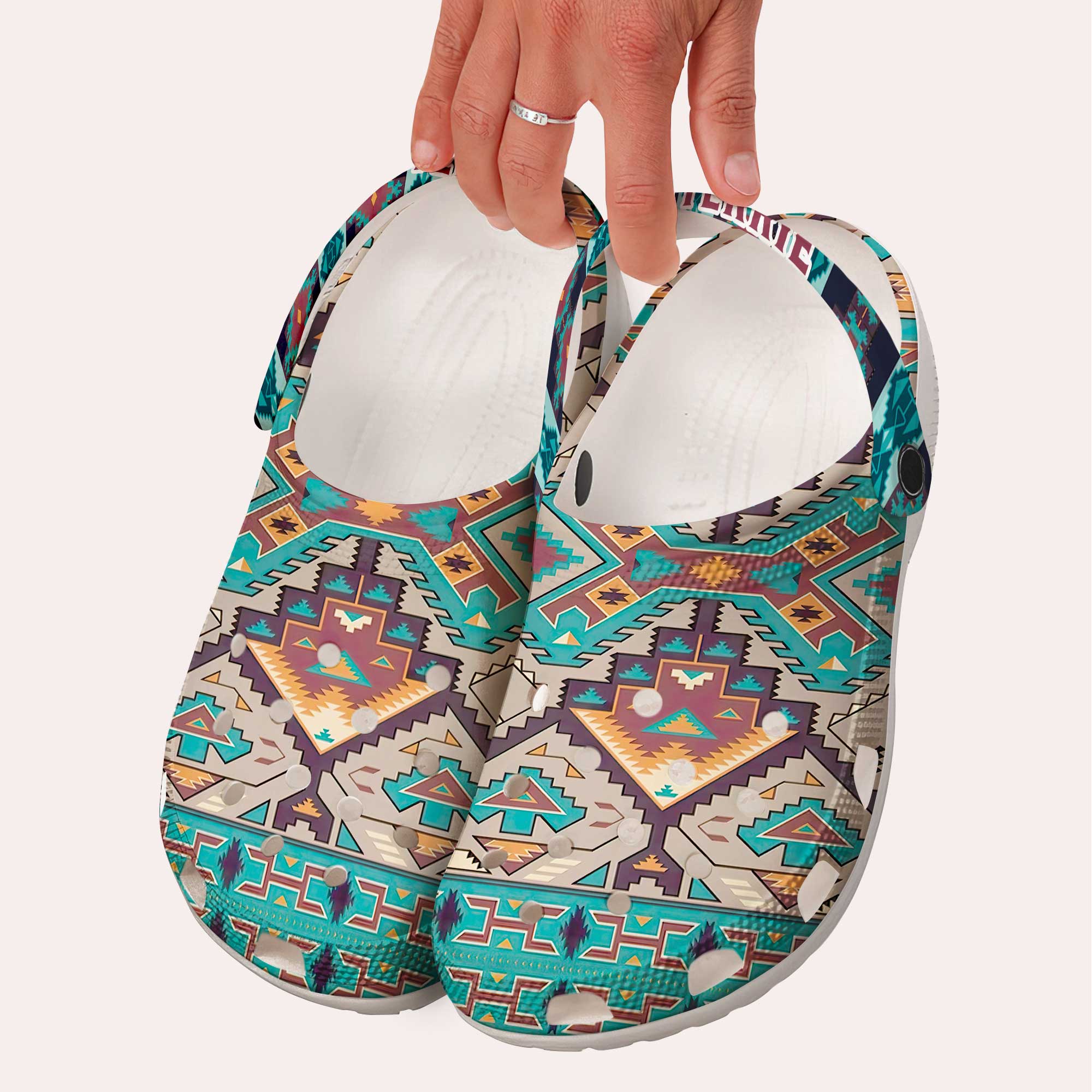 Merchidea Southwestern Pattern Crocs Crocband Clogs Shoes Comfortable For Men Women and Kids