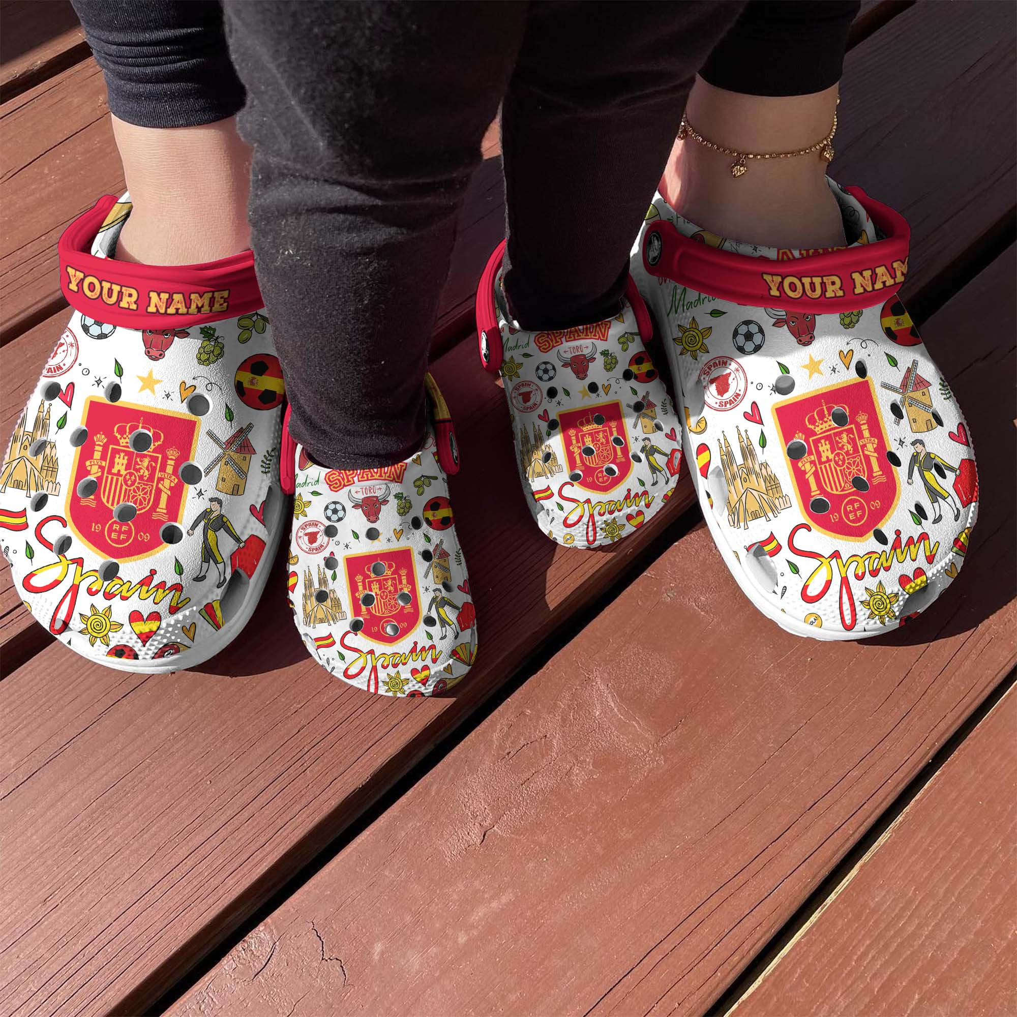 Merchidea Spain National Football Team 2024 EuroCrocs Crocband Clogs Shoes Comfortable For Men Women and Kids