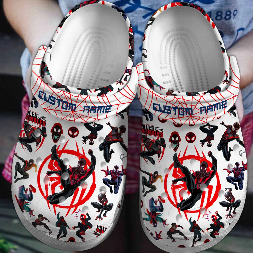 Merchidea Spider Man Across the Spider-Verse Movie Crocs Crocband Shoes Clogs Custom Name For Men Women and Kids