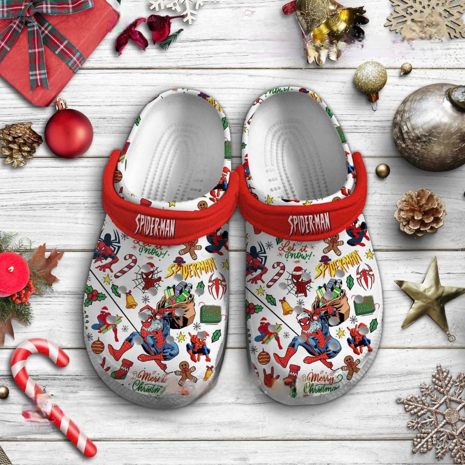 Merchidea Spider Man Movie Christmas Crocs Crocband Clogs Shoes Comfortable For Men Women and Kids