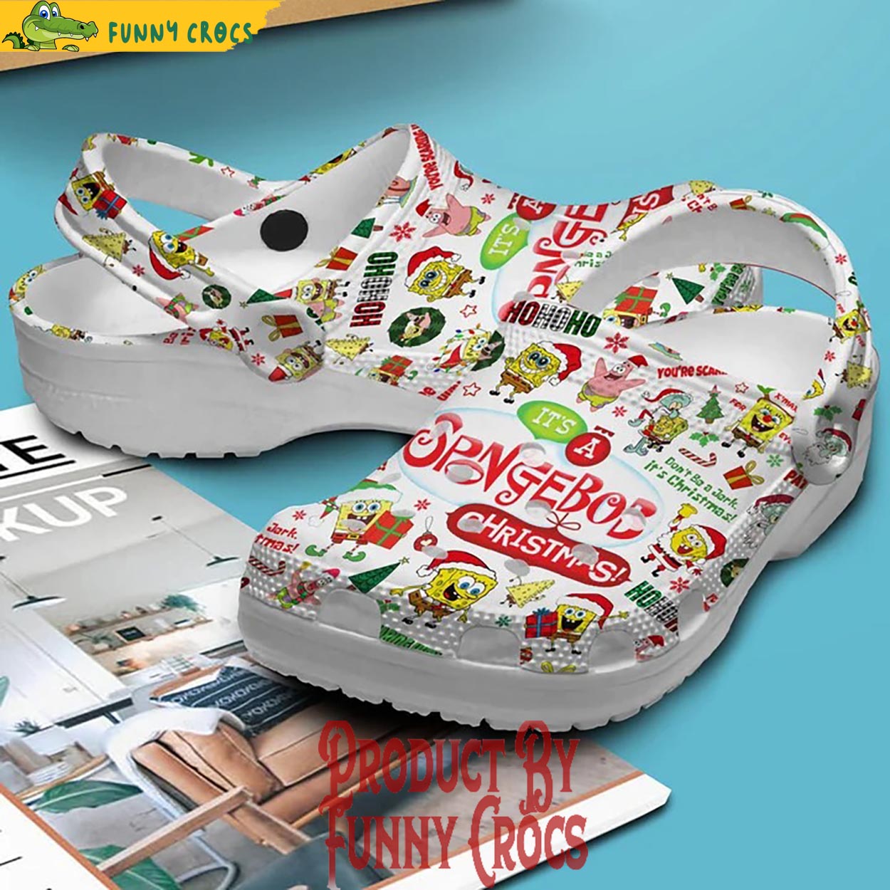Merchidea Spongebob Squarepants Cartoon Christmas Crocs Crocband Clogs Shoes Comfortable For Men Women and Kids