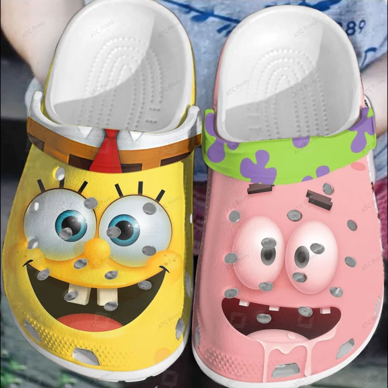 Merchidea Spongebob Squarepants Cartoon Crocs Crocband Clogs Shoes Comfortable For Men Women and Kids