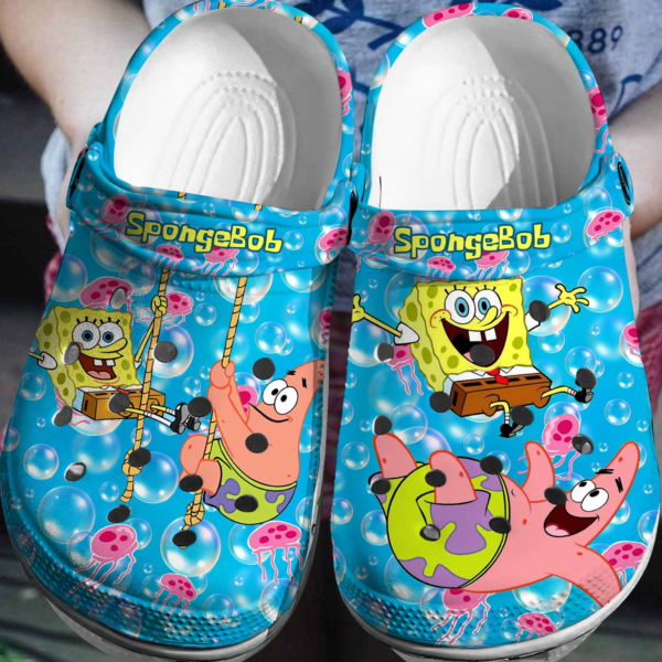 Merchidea Spongebob Squarepants Cartoon Crocs Crocband Clogs Shoes Comfortable For Men Women and Kids