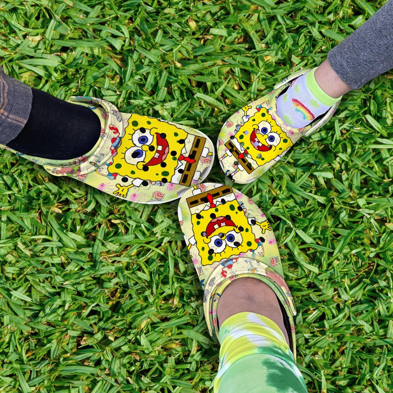 Merchidea Spongebob Squarepants Cartoon Crocs Crocband Clogs Shoes Comfortable For Men Women and Kids